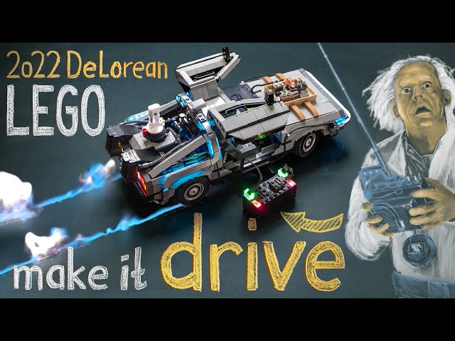 RC motor Moc: LEGO Back to the Future 2022 DeLorean 10300  - LEGO hub vs Buwizz + LED Light kit