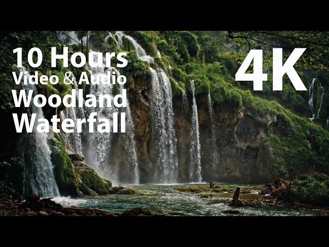 4K UHD 10 hours - Woodland Waterfall - mindfulness, ambience, relaxing, meditation, nature