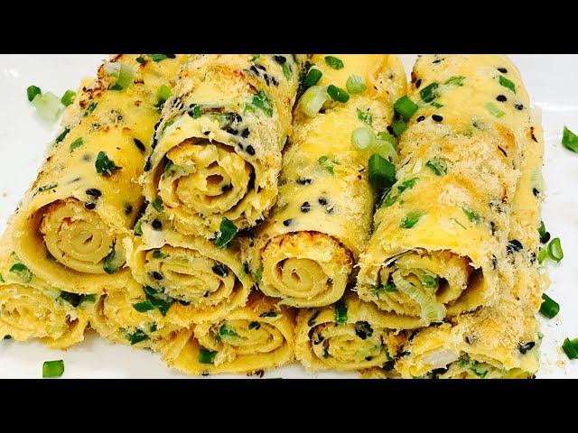 Egg rolls chicken floss pancakes for breakfast easy n delicious! A superhit among kids.