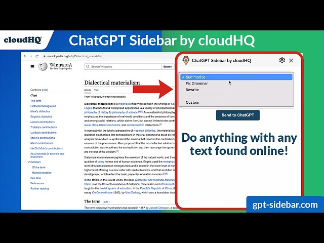 ChatGPT Sidebar: Do anything with any text found online!