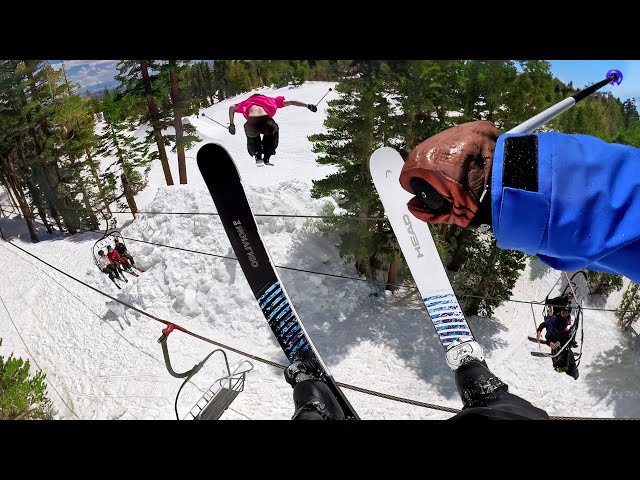 Skiers Jump OVER A Chairlift! Best Party Lap Ever?