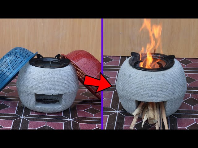 How To make a Cement Stove With a Plastic Pots ।। Idea with Cement