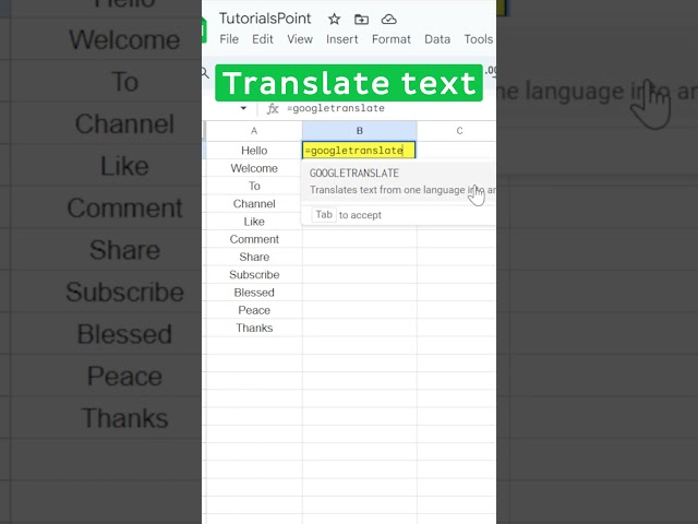 Translate Text in Google Sheets ( Learn in 20 Seconds) #shorts #excel