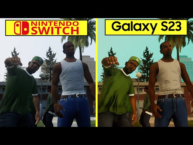 GTA San Andreas The Definitive Edition Galaxy S23 vs Switch Graphics Comparison Classic Lighting ON