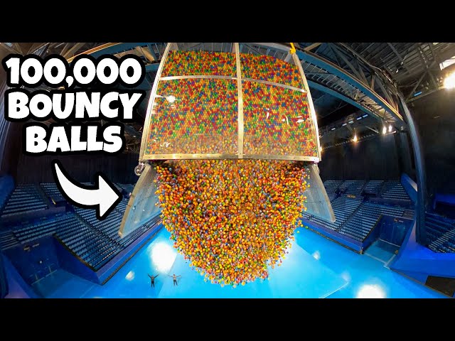 We Dropped 100,000 Bouncy Balls From ARENA ROOF!