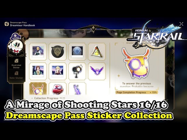 A Mirage of Shooting Stars Sticker Collection Locations Honkai Star Rail (Dreamscape Pass Stickers)