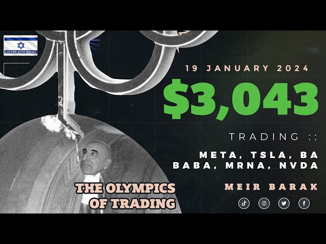 Live Trading - Earning $3,043 trading META, TSLA, BA, BABA, MRNA & NVDA on January 19th, 2024.