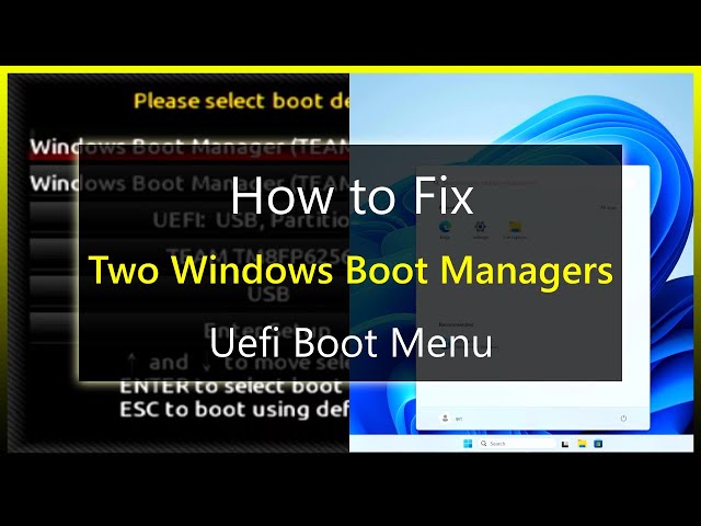 How to Fix Two Windows Boot Managers in Uefi Boot Menu?