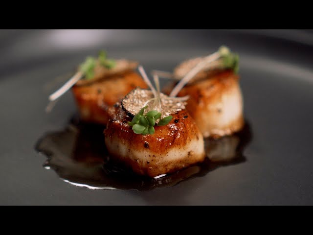 My first time cooking seared scallops and using whole truffles.