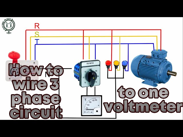 How to connect 3 phase circuit to one voltmeter? |Explained