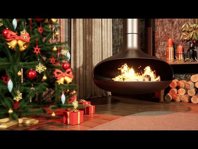 Relaxing 4K   Fireplace   Happy New Year   Slow Music   2 Hours   Cozy Place