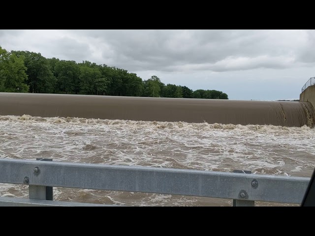 Lake Taylorville Spillway after heavy rains June 2019