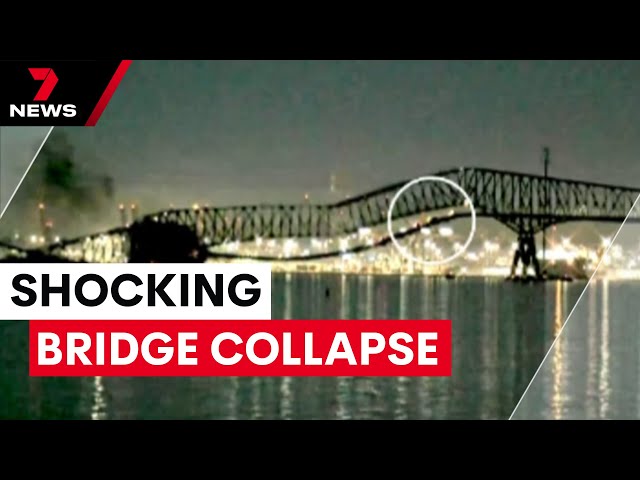 Terrifying Baltimore bridge collapse | 7 News Australia