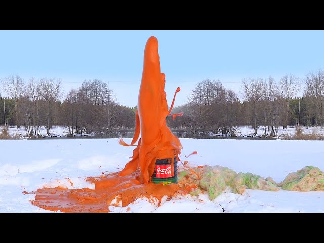 Experiment: Coca Cola, Fanta, Sprite in a Huge Bottle with Mentos Super reaction