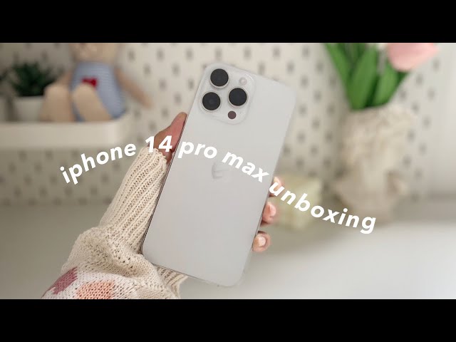  iphone 14 pro max 256 gb (silver)🤍 unboxing ✨ | magsafe, cute accessories 🧸🪞+ ios 16 set up!