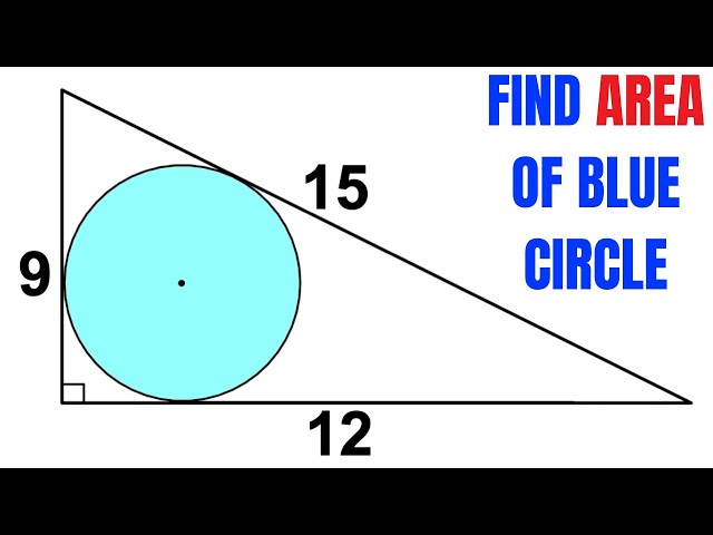 Find area of blue shaded circle inscribed in a right triangle | Important Geometry skills explained