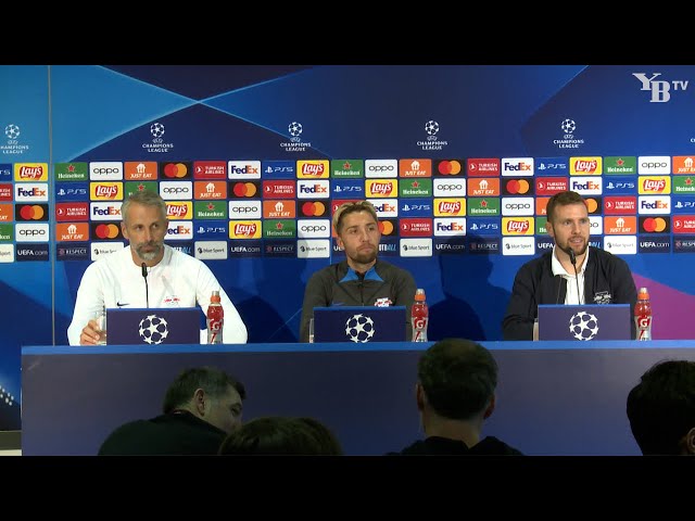 Marco Rose und Kevin Kampl bei der Pressekonferenz von RB Leipzig vor dem Spiel gegen YB