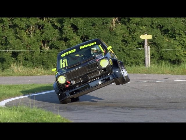 Always at (over?) the limit, VW GOLF 1, 2.0 16V by crazy guy Daniel Wittwer. Swiss Hillclimb 2016