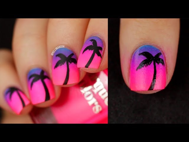 Neon Sunset Gradient Palm Tree Summer Nail Art DIY || KELLI MARISSA