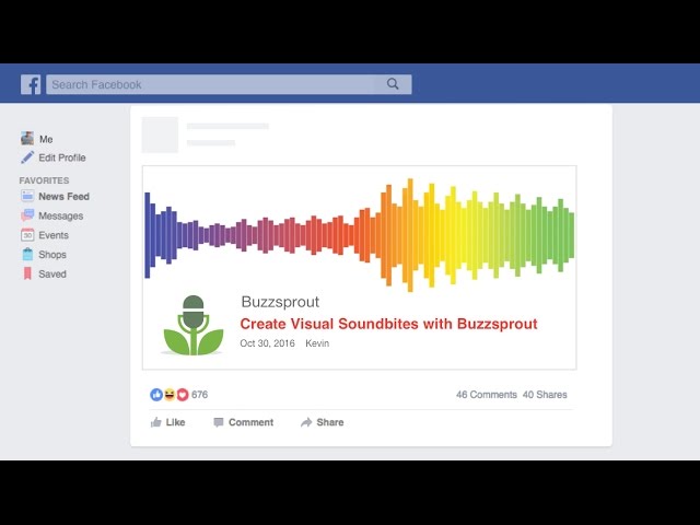 Buzzsprout's Visual Soundbite for Facebook