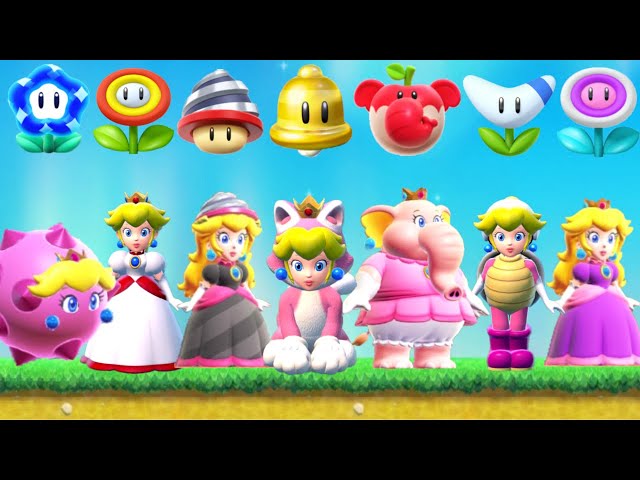 Super Mario Bros Wonder + Mario 3D World - All Princess Peach Power-Up Transformations