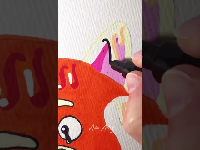 Drawing Turning Red Panda with Posca Markers! Drip Effect!
