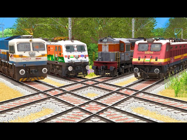 4 TRAINS CROSSING IN NAGPUR DIAMOND ROAD | BUMPY RAILROAD | Train Simulator | Railworks | NTG GAMING