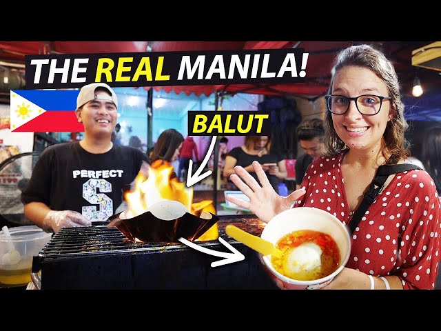 FILIPINO STREET FOOD in MANILA (First Time Trying BALUT) | Ugbo Street Tondo
