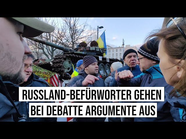 26.02.2023 #Berlin #Russland-Befürworter gehen Argumente aus: Ukrainer gewinnen Debatte vor #Panzer