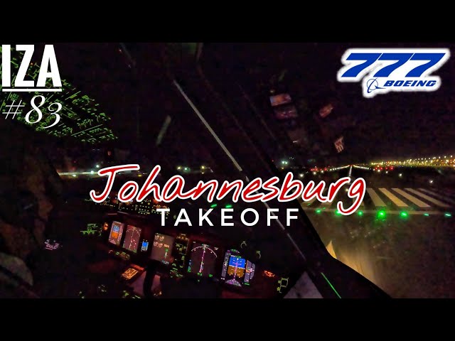 B777 JNB 🇿🇦 Johannesburg | TAKEOFF 21R | 4K Cockpit View | ATC & Crew Communications