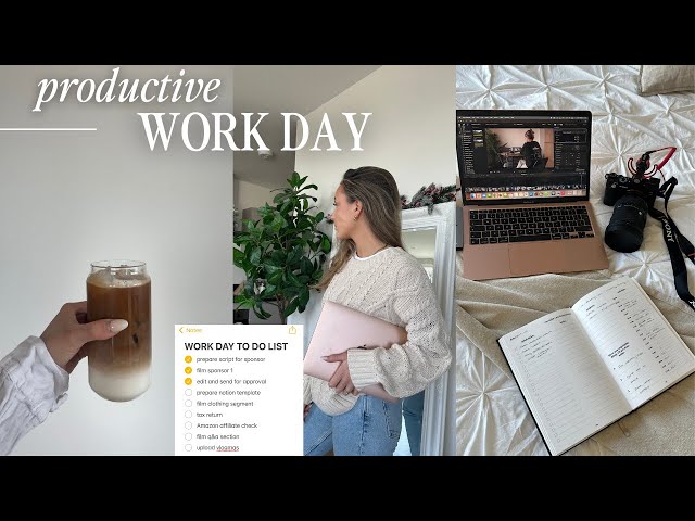 productive work day in my life 🎧 | full-time youtuber, brand deals, Q&A 💻