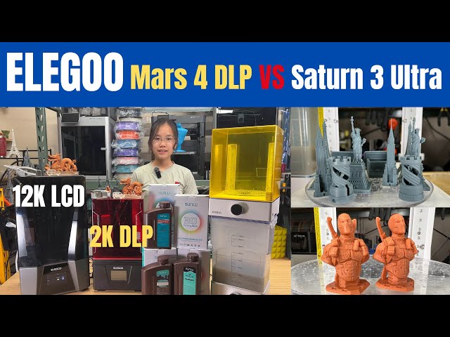 ELEGOO Mars 4 DLP vs Saturn 3 Ultra 12K resin 3D printer: 2K DLP or 12K LCD for a comparable price?