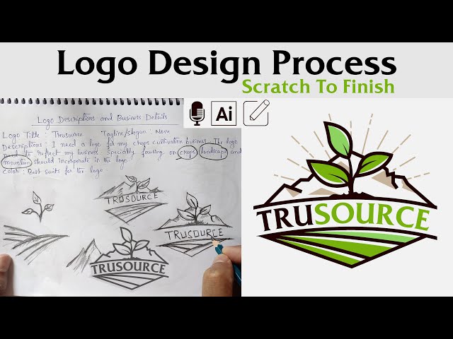 Create logo from rough sketch. Graphic design tutorial for beginners