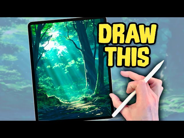 PROCREATE Landscape DRAWING Tutorial in Easy STEPS - Woodland Sun Rays