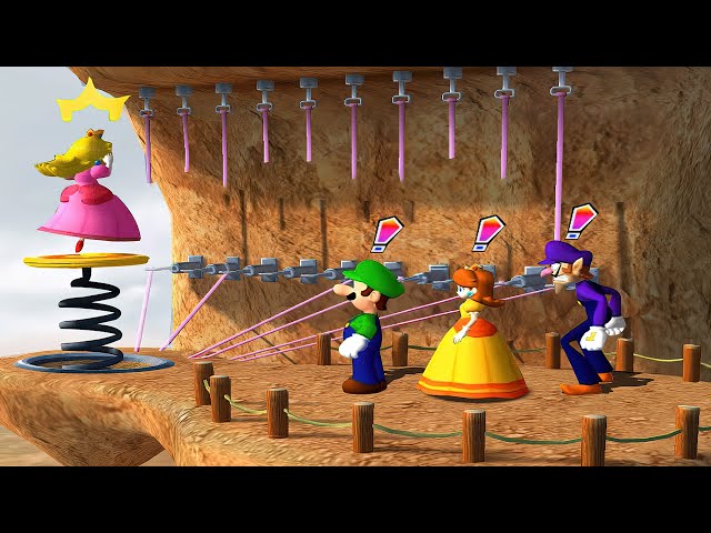 Mario Party 8 Minigames - Waluigi Vs Luigi Vs Peach Vs Daisy ( Hardest Difficulty )