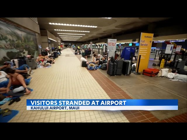 Residents, visitors trying to escape Maui stranded at Kahului Airport