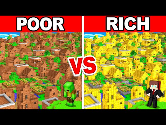 Mikey POOR Village vs JJ RICH Village Build Battle in Minecraft (Maizen)