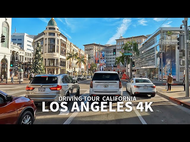 [4K] LOS ANGELES - Driving Los Angeles Santa Monica Blvd, Beverly Hills and Rodeo Street, California