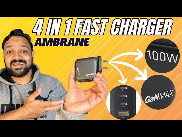Ambrane RAAP H100 100W Fast Charger | Best fast charger adapter with 3 type C & 1 USB Ports