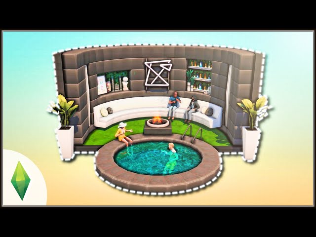 FUNCTIONAL! Curved Outdoor Lounge with Round Pool (No CC) - The Sims 4 ASMR Speed Build