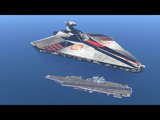 GTA 5 - Landing GIGANTIC Star Wars Acclamator Class Assault Ship on Aircraft Carrier!