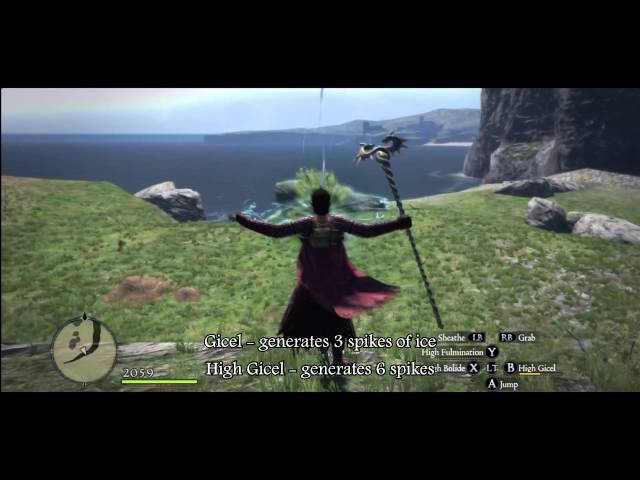 Dragon's Dogma - All Mage and Sorcerer Magic and Spells skills demonstration