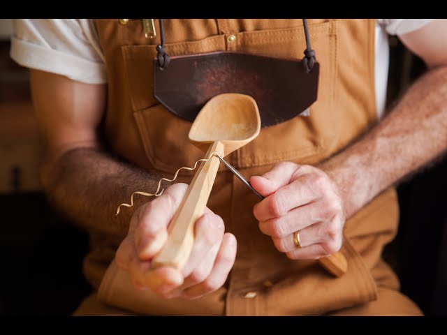 Carving a Cherry eating spoon by hand - (silent)