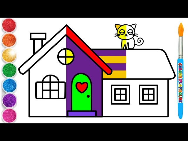 Drawing and Coloring a Mansion, Painting and Drawing for Kids and Toddlers, Coloring Pages