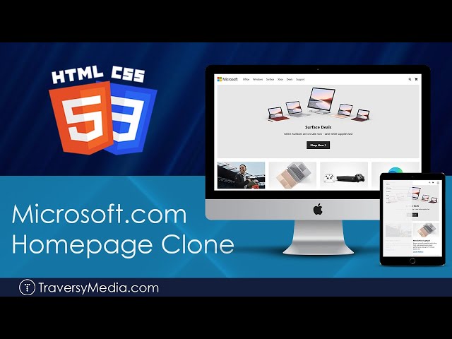Microsoft Homepage Clone - CSS Grid, Flex & Media Queries