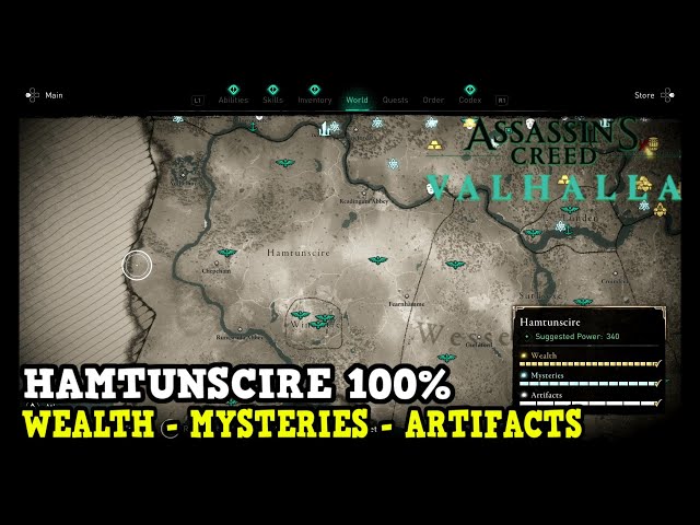 Assassin's Creed Valhalla Hamtunscire All Collectibles (Wealth, Mysteries, Artifacts)