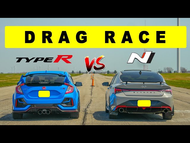 2022 Elantra N vs Civic Type R, a bit of a shocker. Drag and Roll Races.