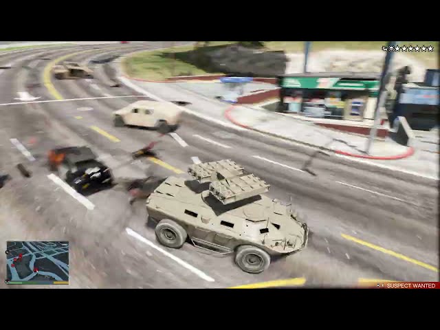 GTA 5 - APC Tank SAM Battery Rampage + Six Star Escape