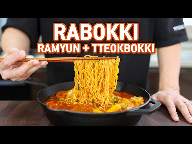 5 Minute RABOKKI l Tteokbokki with Ramyun (Korean Spicy Rice Cake with Ramyun Noodles)