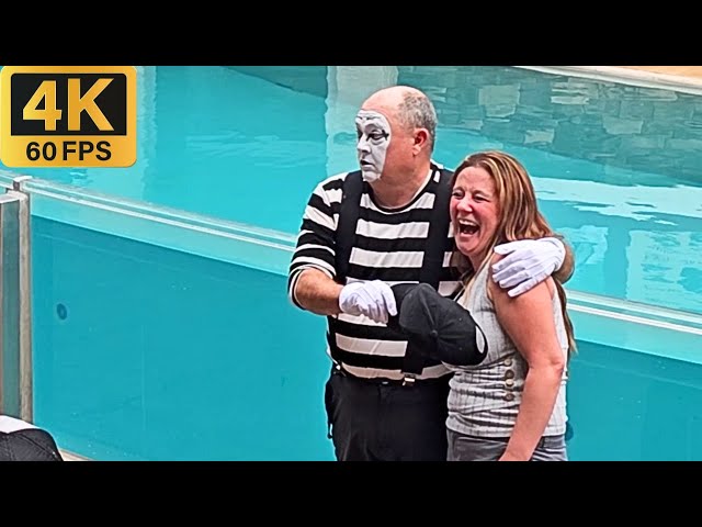 Tom the mime was so hilarious on this show! 4K 😂🤣(SeaWorld Orlando) 08 FEB 2024